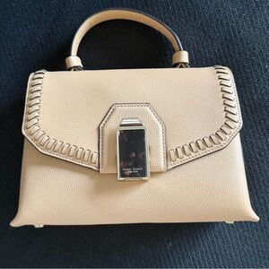 Henri Bendel Neutral Beige Whipstitch Top-Handle Satchel like new condition RARE